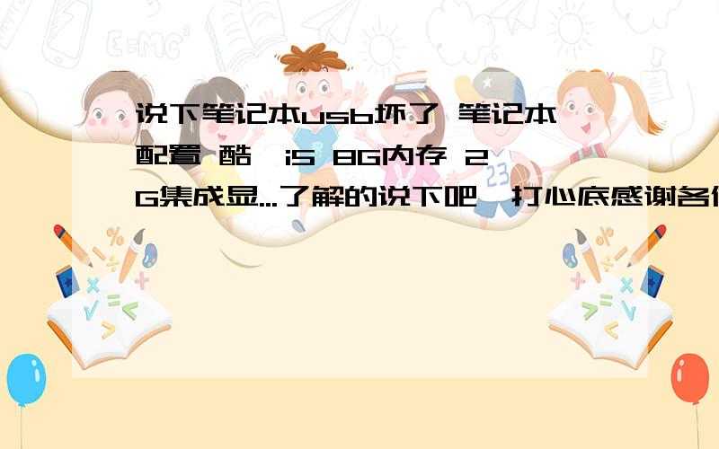 说下笔记本usb坏了 笔记本配置 酷睿i5 8G内存 2G集成显...了解的说下吧,打心底感谢各位{随机数K