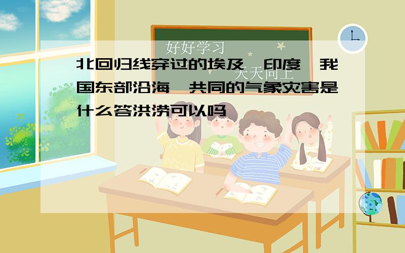 北回归线穿过的埃及,印度,我国东部沿海,共同的气象灾害是什么答洪涝可以吗