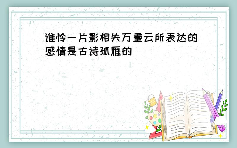 谁怜一片影相失万重云所表达的感情是古诗孤雁的