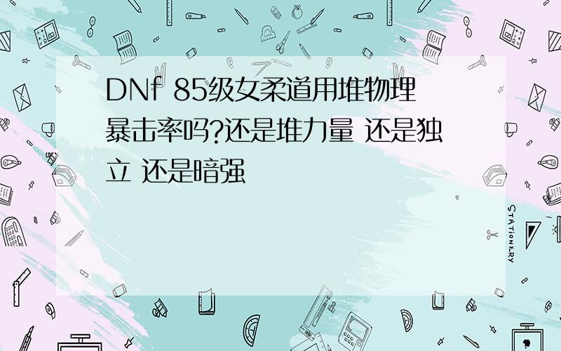 DNf 85级女柔道用堆物理暴击率吗?还是堆力量 还是独立 还是暗强