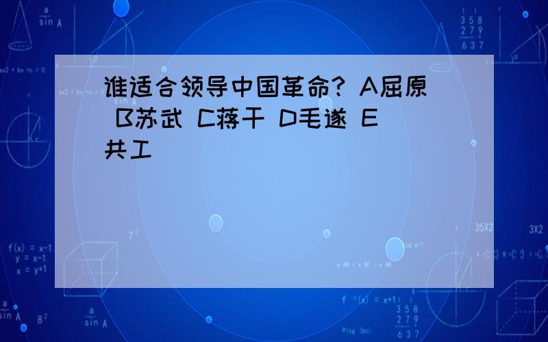 谁适合领导中国革命? A屈原 B苏武 C蒋干 D毛遂 E共工