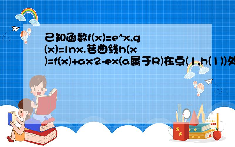 已知函数f(x)=e^x,g(x)=lnx.若曲线h(x)=f(x)+ax2-ex(a属于R)在点(1,h(1))处切线垂直于y轴,求函数h(x)单调区间