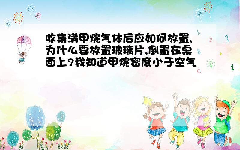 收集满甲烷气体后应如何放置,为什么要放置玻璃片,倒置在桌面上?我知道甲烷密度小于空气