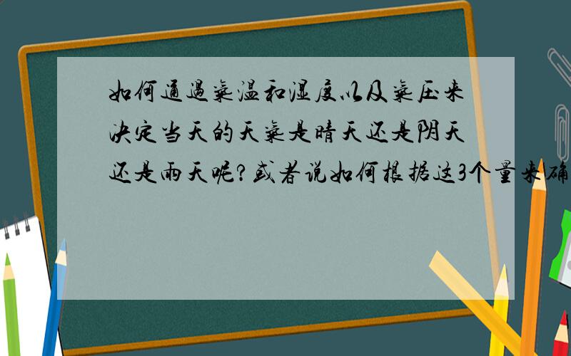 如何通过气温和湿度以及气压来决定当天的天气是晴天还是阴天还是雨天呢?或者说如何根据这3个量来确定当天的降雨概率,