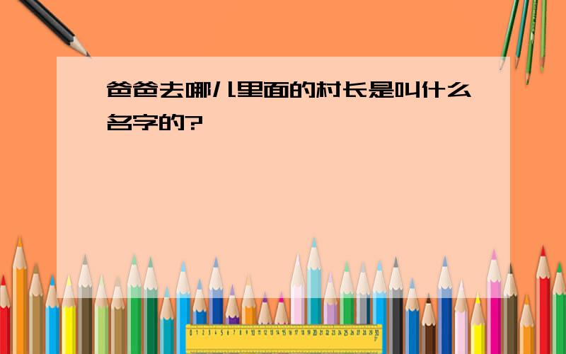 爸爸去哪儿里面的村长是叫什么名字的?