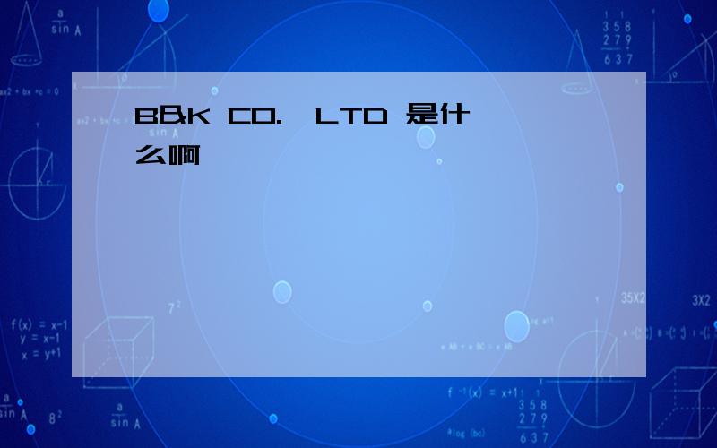 B&K CO.,LTD 是什么啊