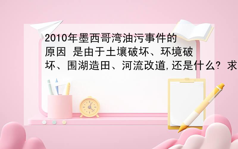 2010年墨西哥湾油污事件的原因 是由于土壤破坏、环境破坏、围湖造田、河流改道,还是什么? 求详解墨西哥湾油污抵达路易斯安那湿地 墨西哥湾上的油污已经漂到路易斯安那州沿海湿地,部分