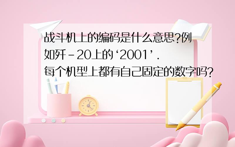 战斗机上的编码是什么意思?例如歼-20上的‘2001’.每个机型上都有自己固定的数字吗?