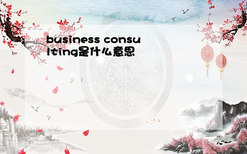 business consulting是什么意思