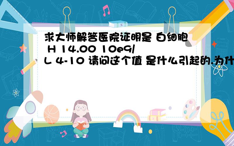 求大师解答医院证明是 白细胞 H 14.00 10e9/L 4-10 请问这个值 是什么引起的.为什么非要住院?