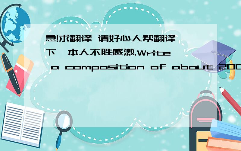 急!求翻译 请好心人帮翻译一下,本人不胜感激.Write a composition of about 200 words using the ideas given below.Do not write more than three paragraphs.Title:Nearly caught.Introduction: Alf and three other dustmen were collecting rubb