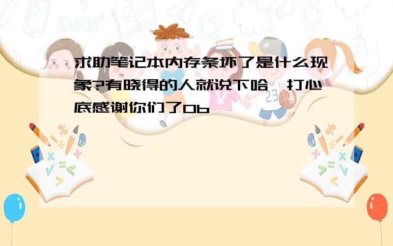 求助笔记本内存条坏了是什么现象?有晓得的人就说下哈,打心底感谢你们了0b