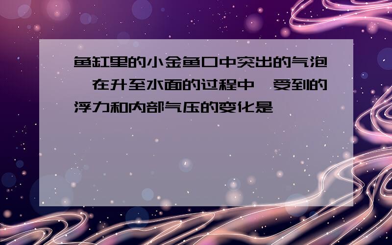 鱼缸里的小金鱼口中突出的气泡,在升至水面的过程中,受到的浮力和内部气压的变化是