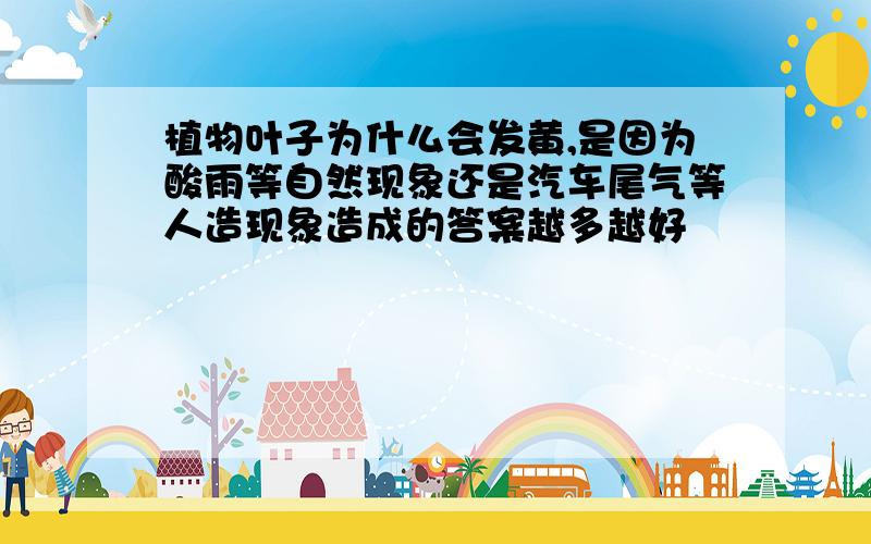 植物叶子为什么会发黄,是因为酸雨等自然现象还是汽车尾气等人造现象造成的答案越多越好