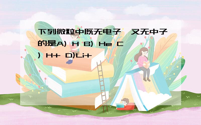 下列微粒中既无电子,又无中子的是A) H B) He C) H+ D)Li+