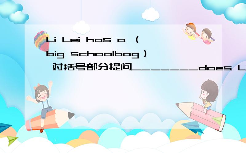 Li Lei has a （big schoolbag） 对括号部分提问_______does Li Lei__________