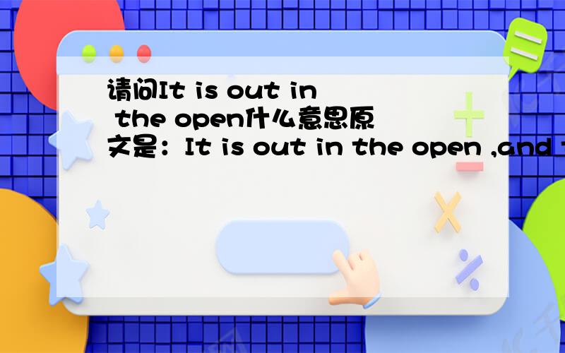 请问It is out in the open什么意思原文是：It is out in the open ,and therefore under control.