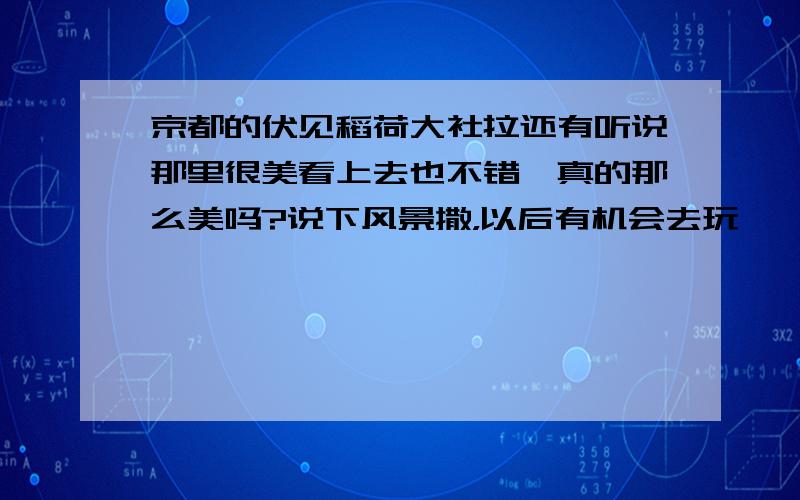 京都的伏见稻荷大社拉还有听说那里很美看上去也不错,真的那么美吗?说下风景撒，以后有机会去玩