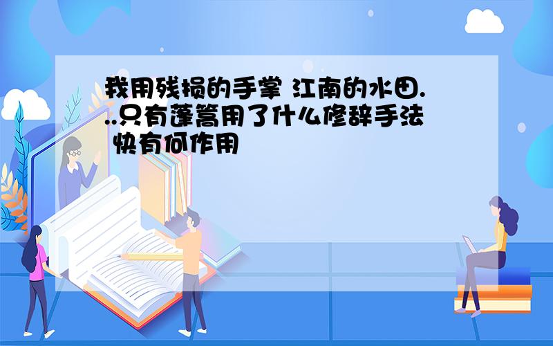 我用残损的手掌 江南的水田...只有蓬篙用了什么修辞手法 快有何作用