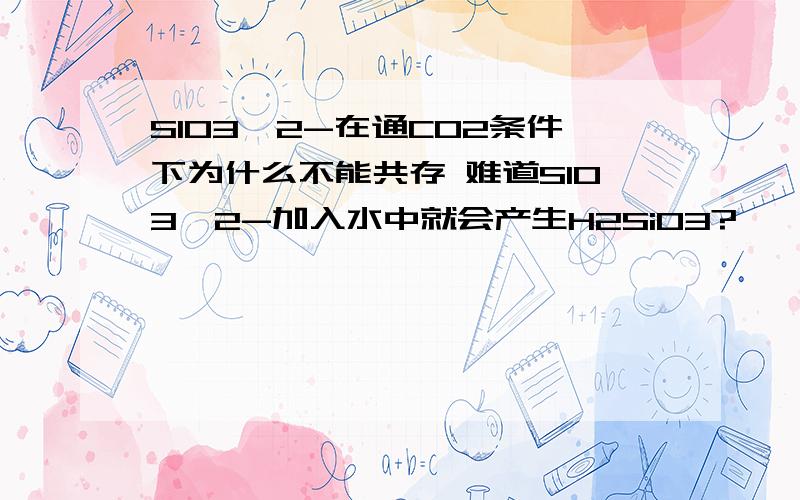 SIO3^2-在通CO2条件下为什么不能共存 难道SIO3^2-加入水中就会产生H2SiO3?