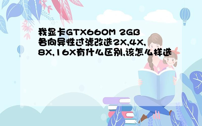 我显卡GTX660M 2GB各向异性过滤改选2X,4X,8X,16X有什么区别,该怎么样选