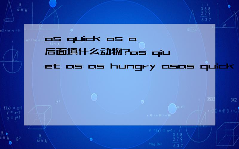 as quick as a 后面填什么动物?as qiuet as as hungry asas quick asas gentle as as brave as可选的有bear fox lamb lion mouse