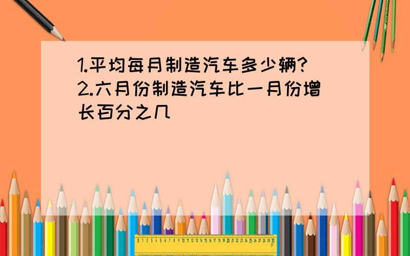 1.平均每月制造汽车多少辆?2.六月份制造汽车比一月份增长百分之几