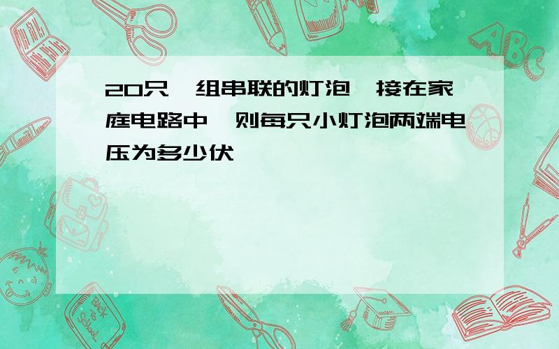 20只一组串联的灯泡,接在家庭电路中,则每只小灯泡两端电压为多少伏