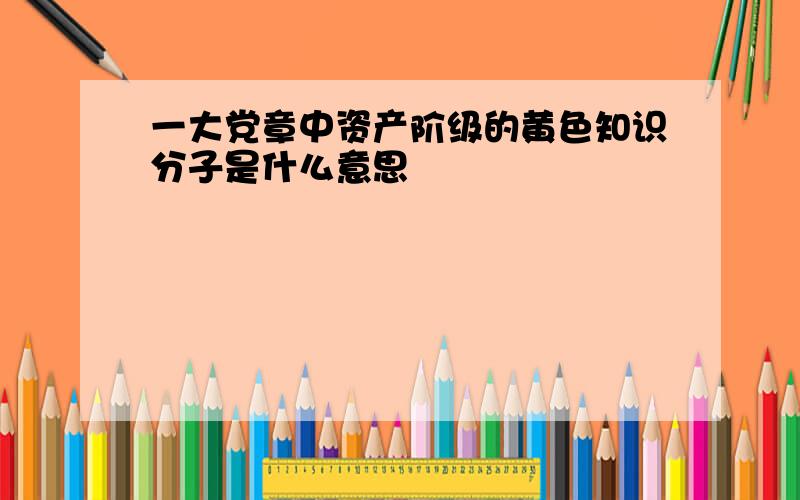 一大党章中资产阶级的黄色知识分子是什么意思