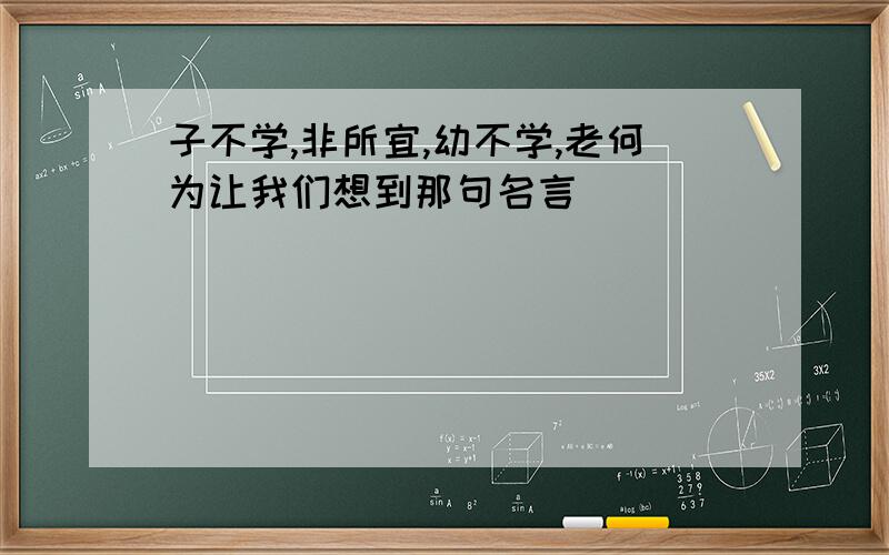 子不学,非所宜,幼不学,老何为让我们想到那句名言