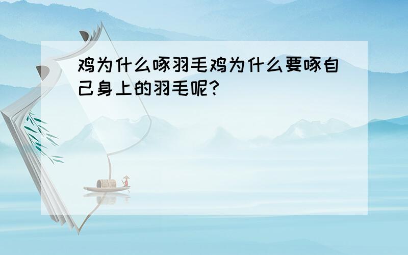 鸡为什么啄羽毛鸡为什么要啄自己身上的羽毛呢?