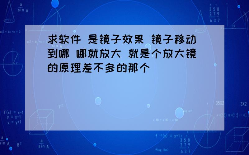 求软件 是镜子效果 镜子移动到哪 哪就放大 就是个放大镜的原理差不多的那个