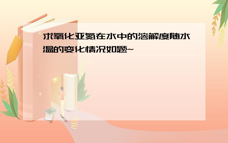 求氧化亚氮在水中的溶解度随水温的变化情况如题~