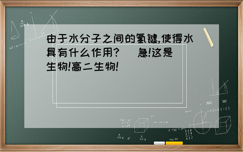 由于水分子之间的氢键,使得水具有什么作用?   急!这是生物!高二生物!