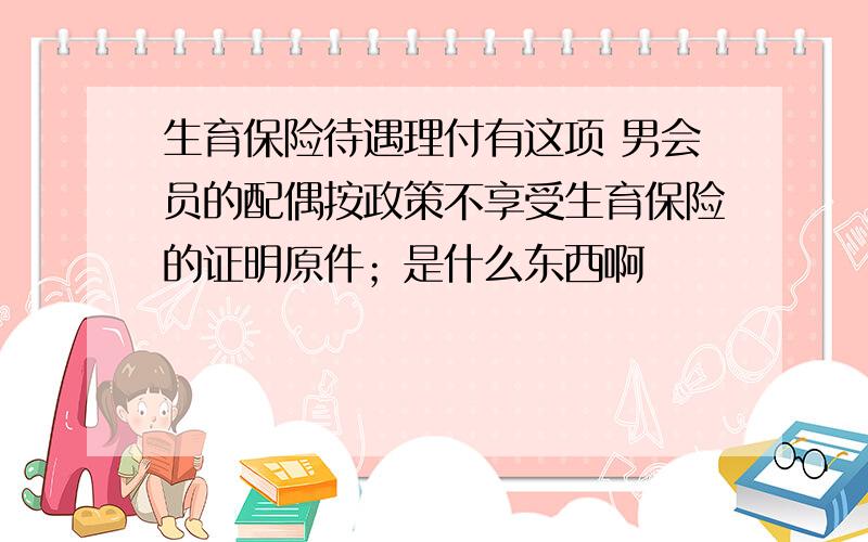 生育保险待遇理付有这项 男会员的配偶按政策不享受生育保险的证明原件；是什么东西啊