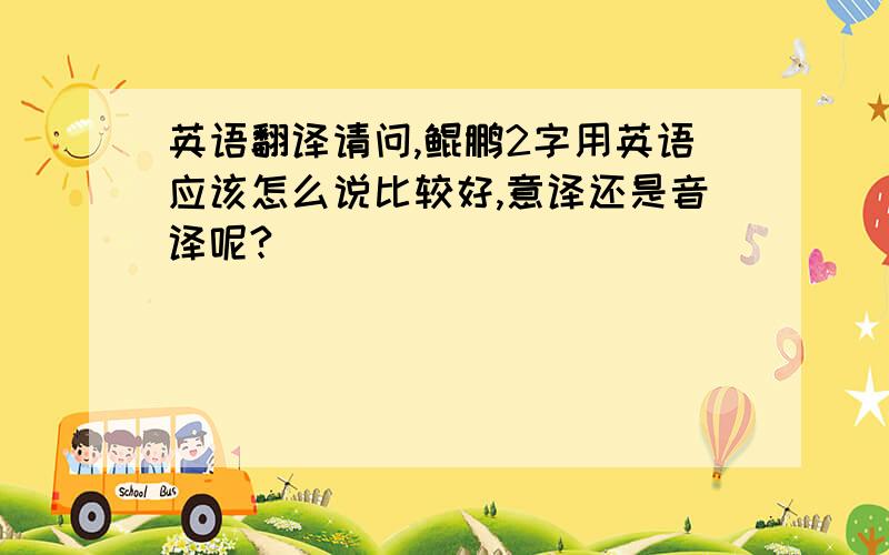 英语翻译请问,鲲鹏2字用英语应该怎么说比较好,意译还是音译呢?