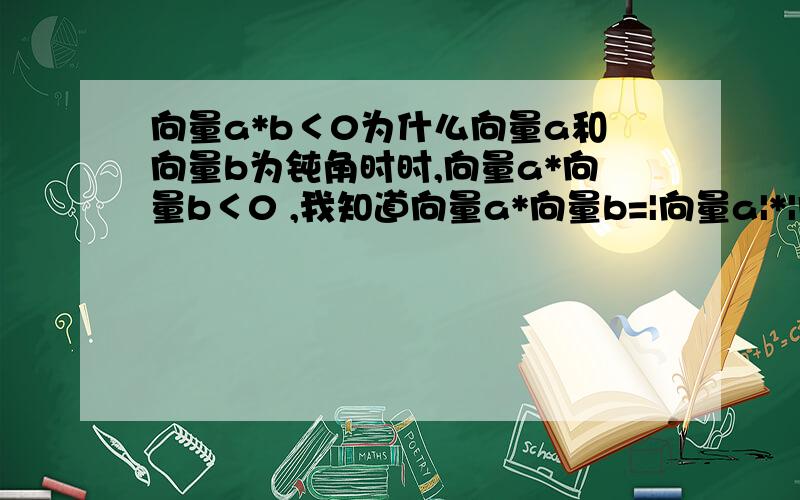 向量a*b＜0为什么向量a和向量b为钝角时时,向量a*向量b＜0 ,我知道向量a*向量b=|向量a|*|向量b|*cosA 可是 -1＜cosA＜0 ,不应该 -|向量a|*|向量b向量a*向量b＜0吗