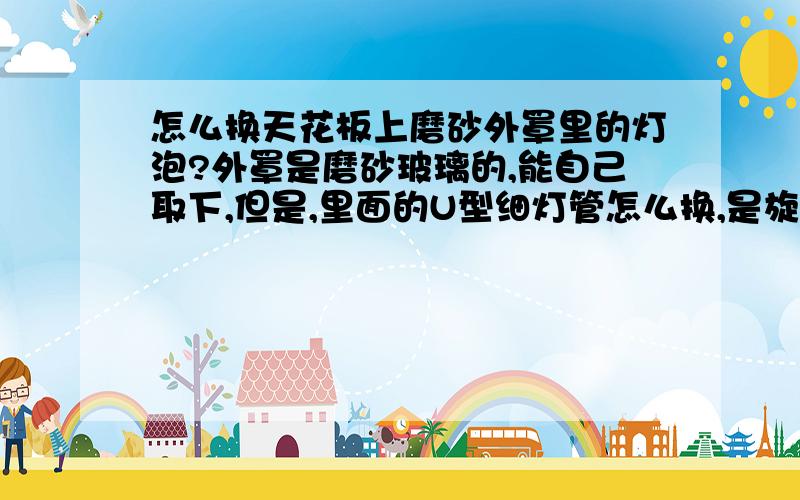 怎么换天花板上磨砂外罩里的灯泡?外罩是磨砂玻璃的,能自己取下,但是,里面的U型细灯管怎么换,是旋转还是插拔还是其他方法?