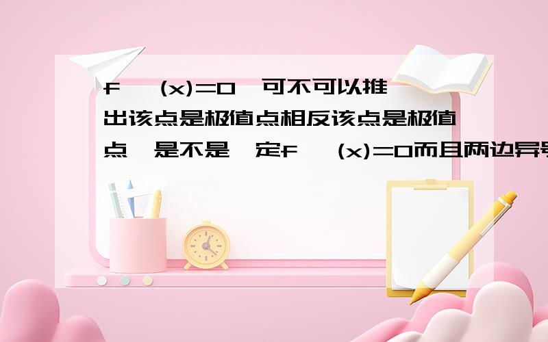 f '(x)=0,可不可以推出该点是极值点相反该点是极值点,是不是一定f '(x)=0而且两边异号