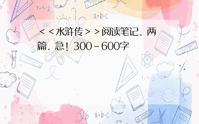 ＜＜水浒传＞＞阅读笔记. 两篇. 急! 300-600字