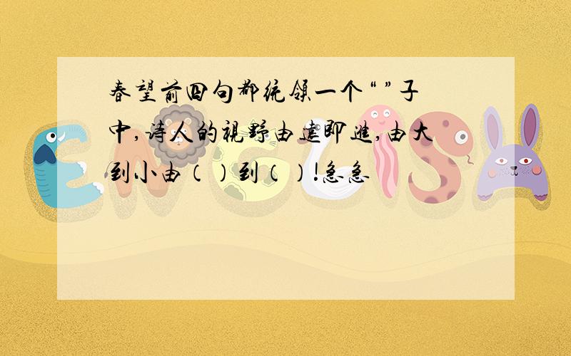 春望前四句都统领一个“ ”子中,诗人的视野由远即进,由大到小由（）到（）!急急