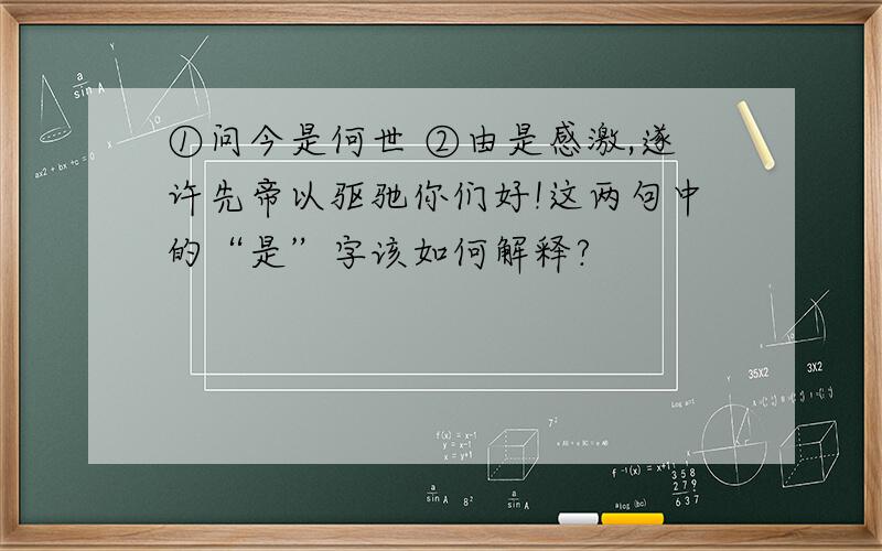 ①问今是何世 ②由是感激,遂许先帝以驱驰你们好!这两句中的“是”字该如何解释?