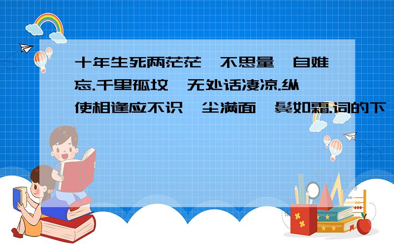 十年生死两茫茫,不思量,自难忘.千里孤坟,无处话凄凉.纵使相逢应不识,尘满面,鬓如霜.词的下阕是什么