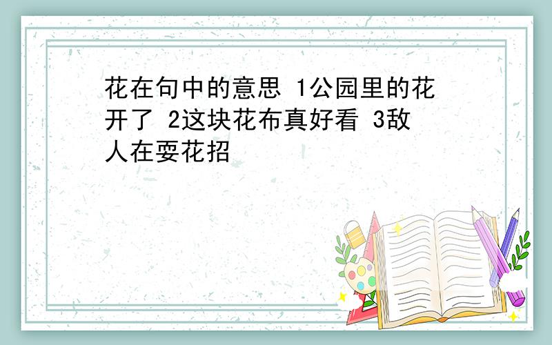 花在句中的意思 1公园里的花开了 2这块花布真好看 3敌人在耍花招