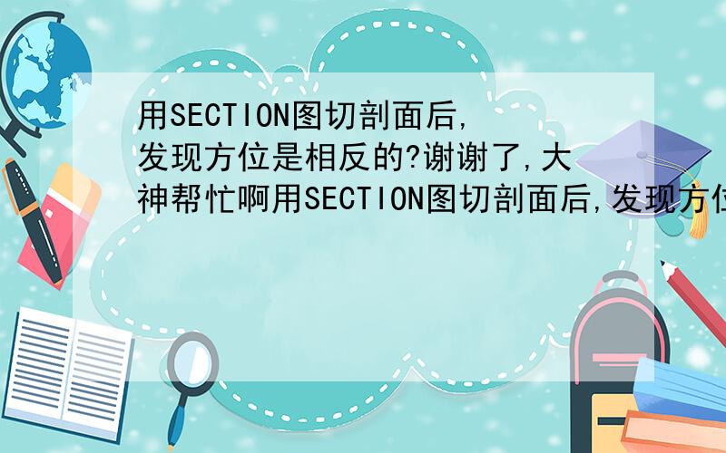 用SECTION图切剖面后,发现方位是相反的?谢谢了,大神帮忙啊用SECTION图切剖面后,发现方位是相反的!是哪里设置的问题还是BUG?这样切出的剖面与一般规定正好相反,需要镜像!求解决,急用!谢谢了