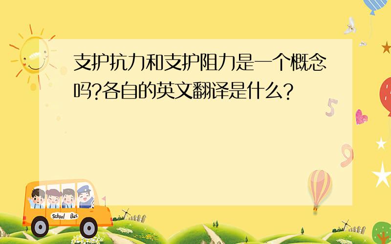 支护抗力和支护阻力是一个概念吗?各自的英文翻译是什么?