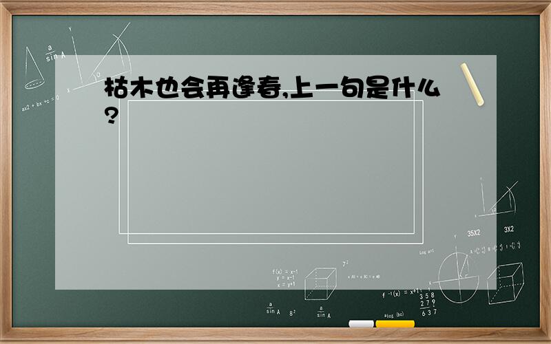 枯木也会再逢春,上一句是什么?