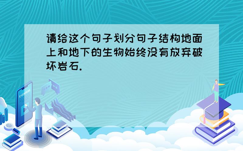 请给这个句子划分句子结构地面上和地下的生物始终没有放弃破坏岩石.