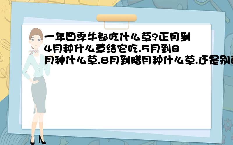 一年四季牛都吃什么草?正月到4月种什么草给它吃.5月到8月种什么草.8月到腊月种什么草.还是别的几月到几月分法?是鲁西黄牛