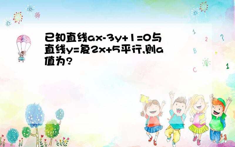 已知直线ax-3y+1=0与直线y=复2x+5平行,则a值为?